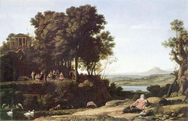 Claude Lorrain Landschaft mit Apollo, den Musen und einem Flubgott oil painting image